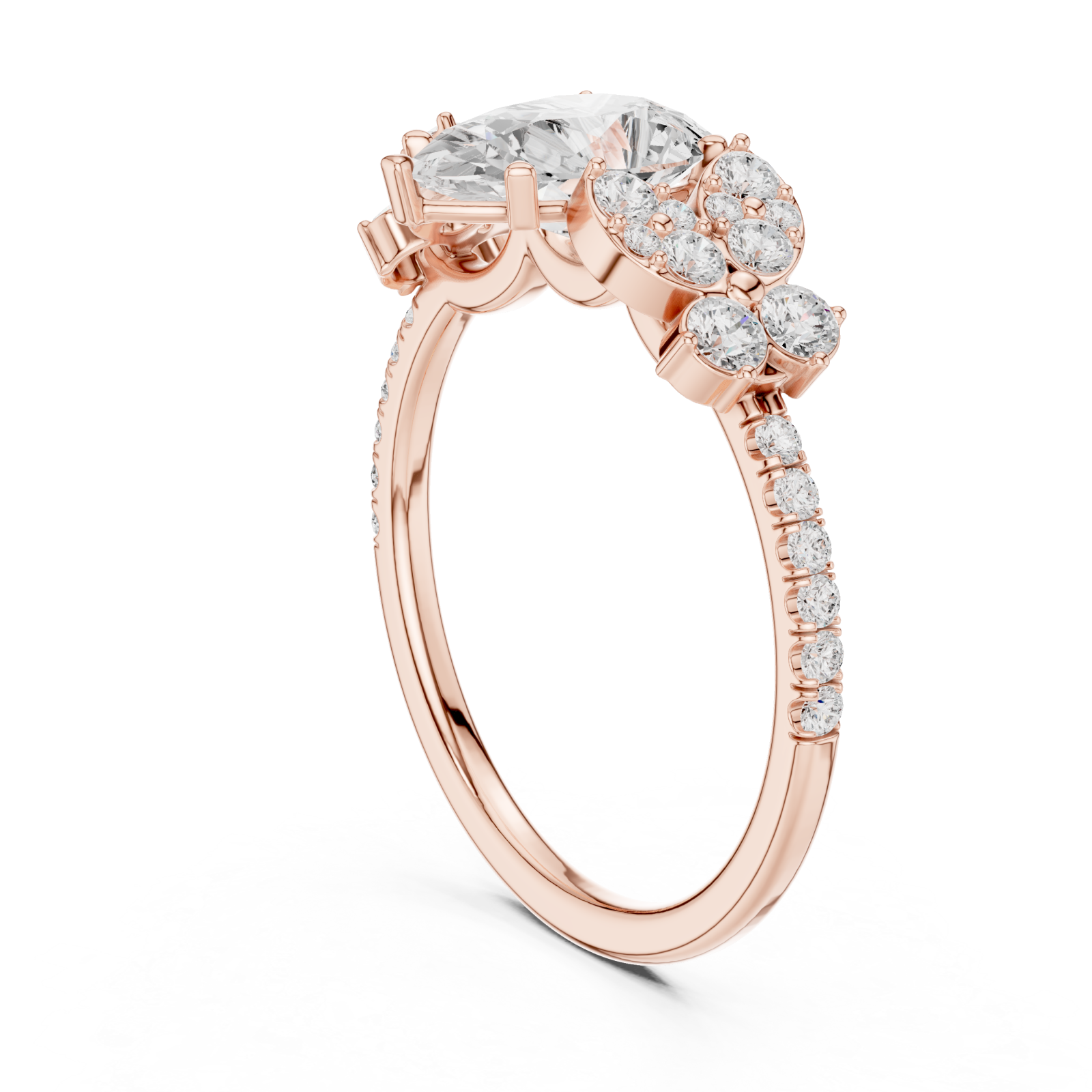  Rose Gold Radiant Willow Petal Dream Ring Left View
