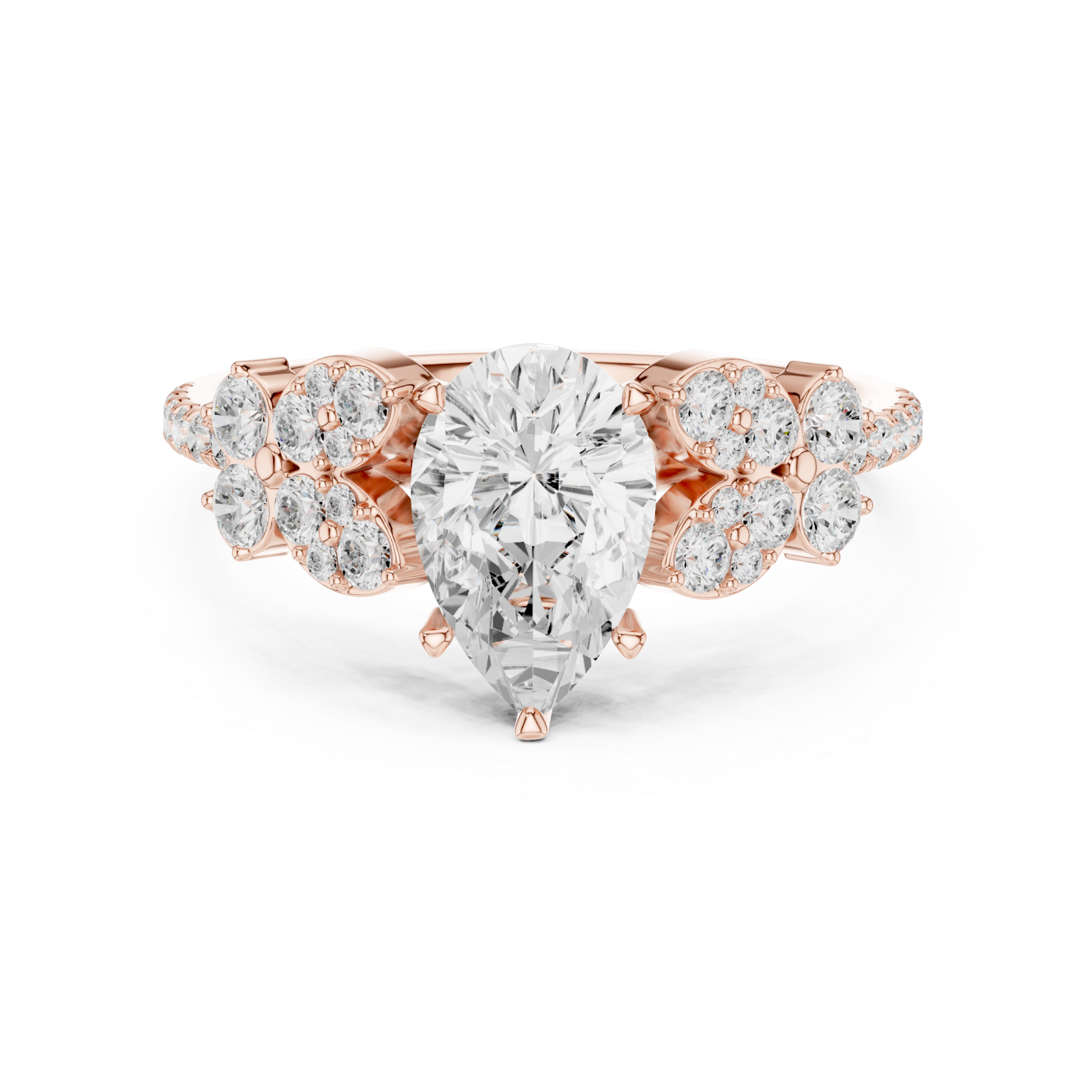  Rose Gold Radiant Willow Petal Dream Ring Front View