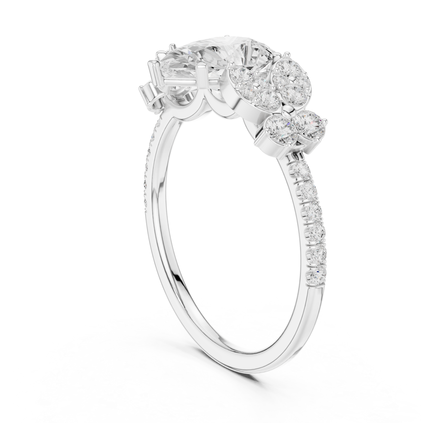  White Gold Radiant Willow Petal Dream Ring Left View