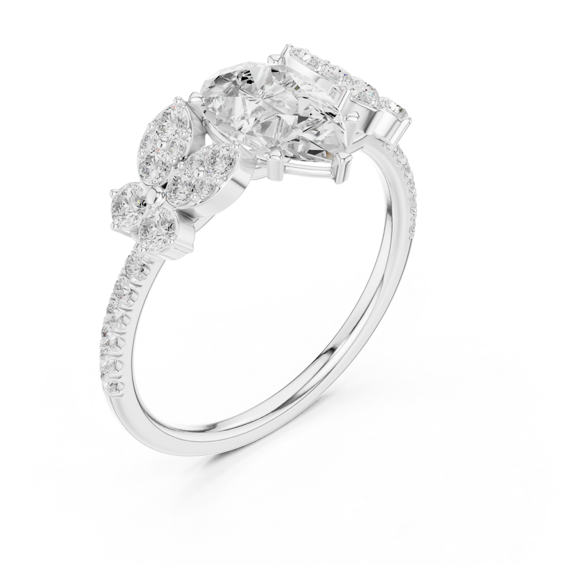  White Gold Radiant Willow Petal Dream Ring Right View