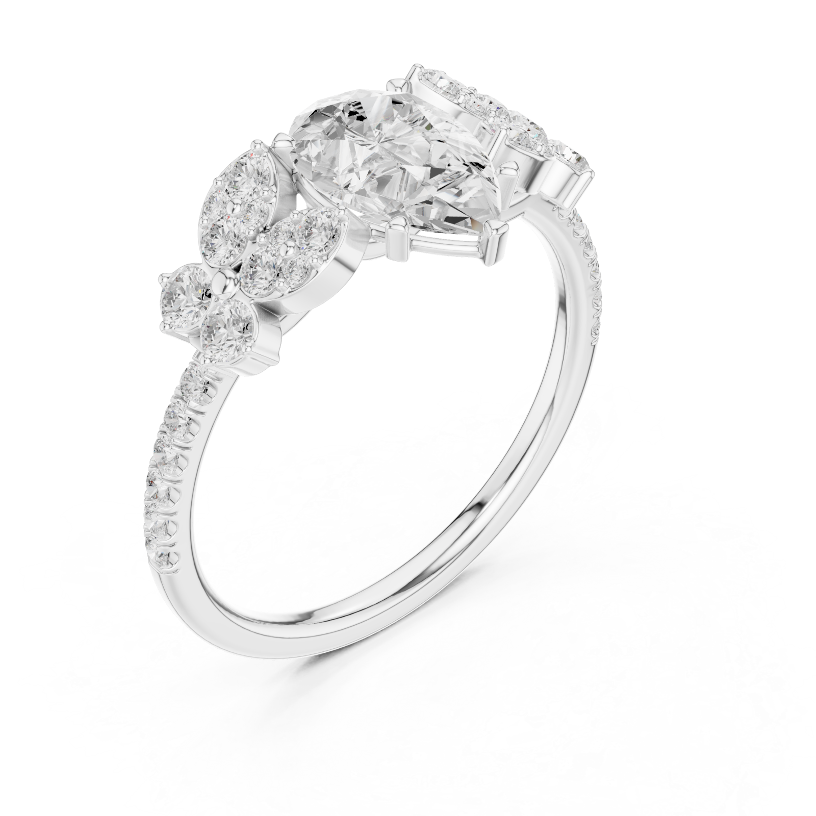  White Gold Radiant Willow Petal Dream Ring Right View