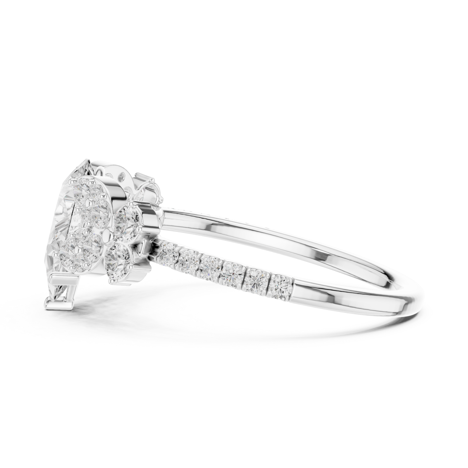  White Gold Radiant Willow Petal Dream Ring Side View