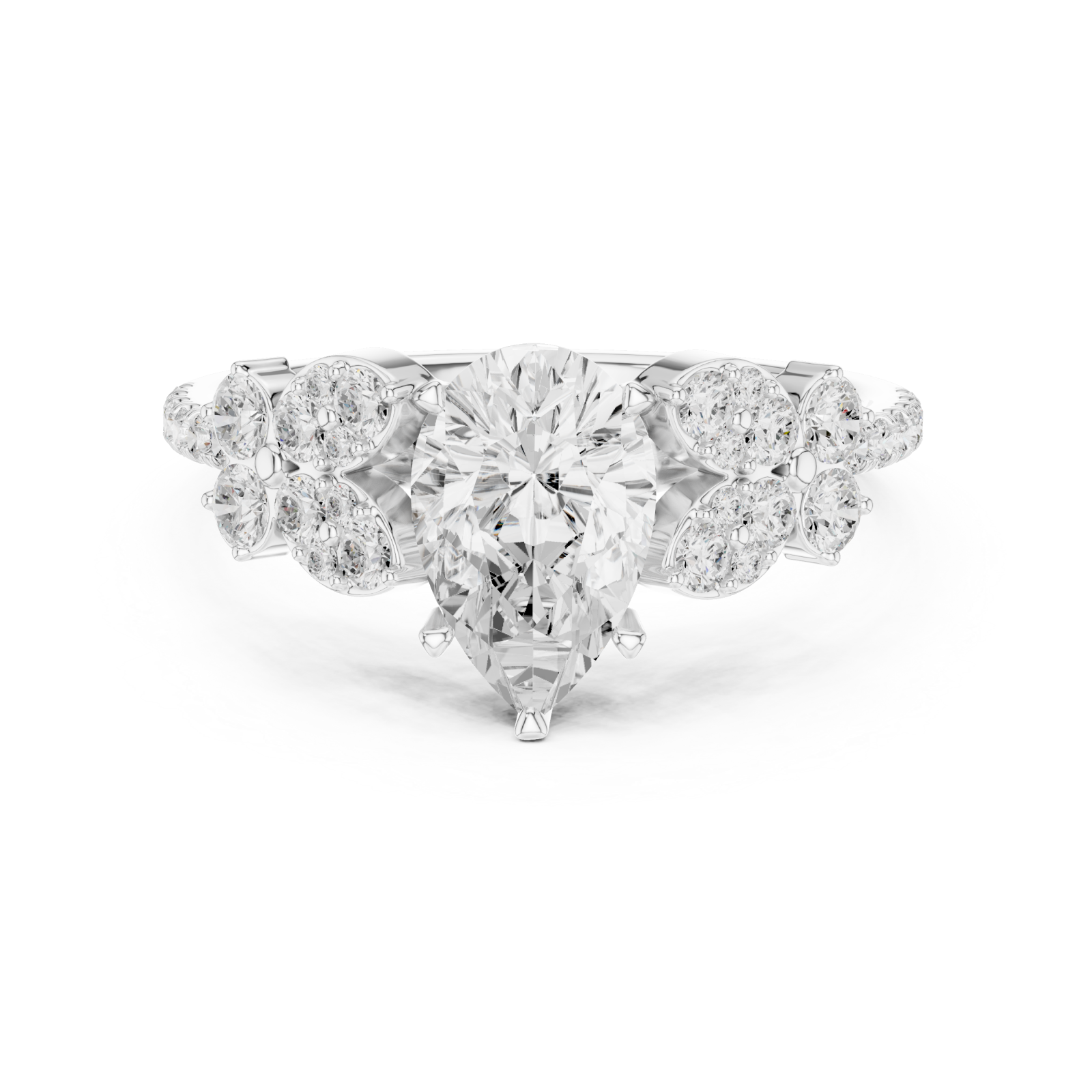  White Gold Radiant Willow Petal Dream Ring Front View