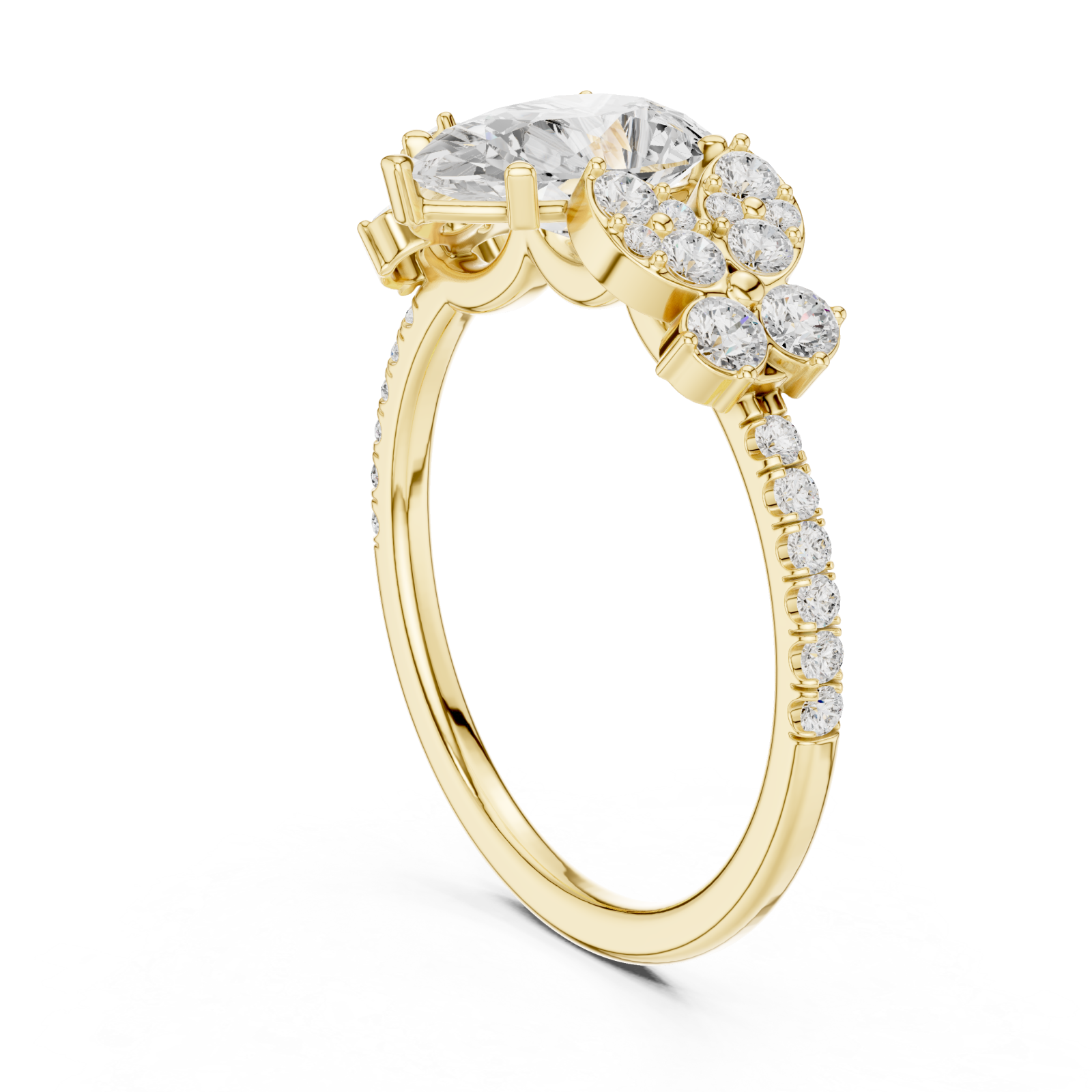 Gold Radiant Willow Petal Dream Ring Left View