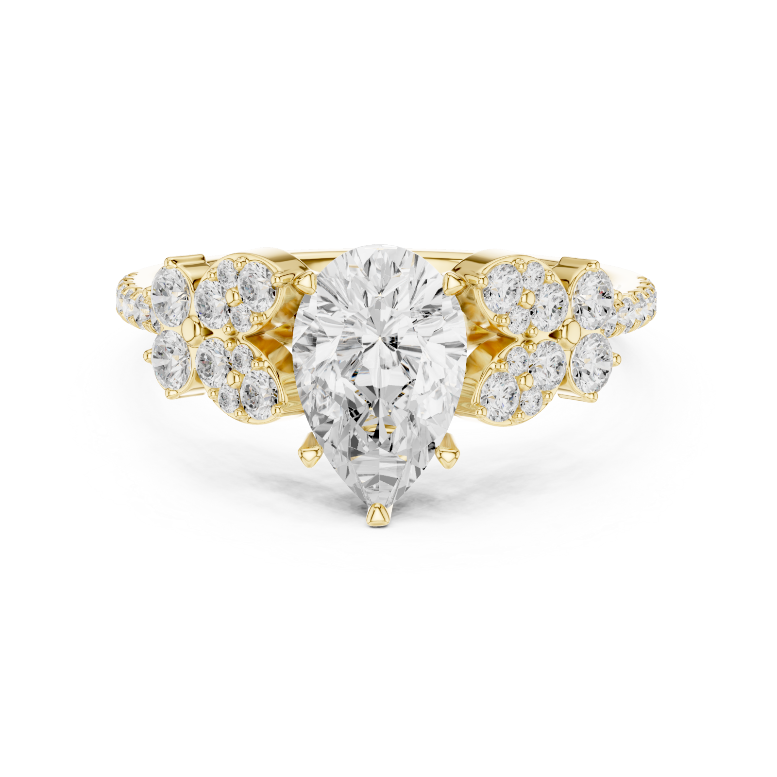  Gold Radiant Willow Petal Dream Ring Front View