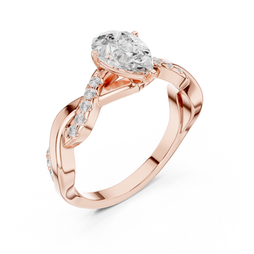  Rose Gold Infinite Ribbon Halo Solitaire Ring Right View