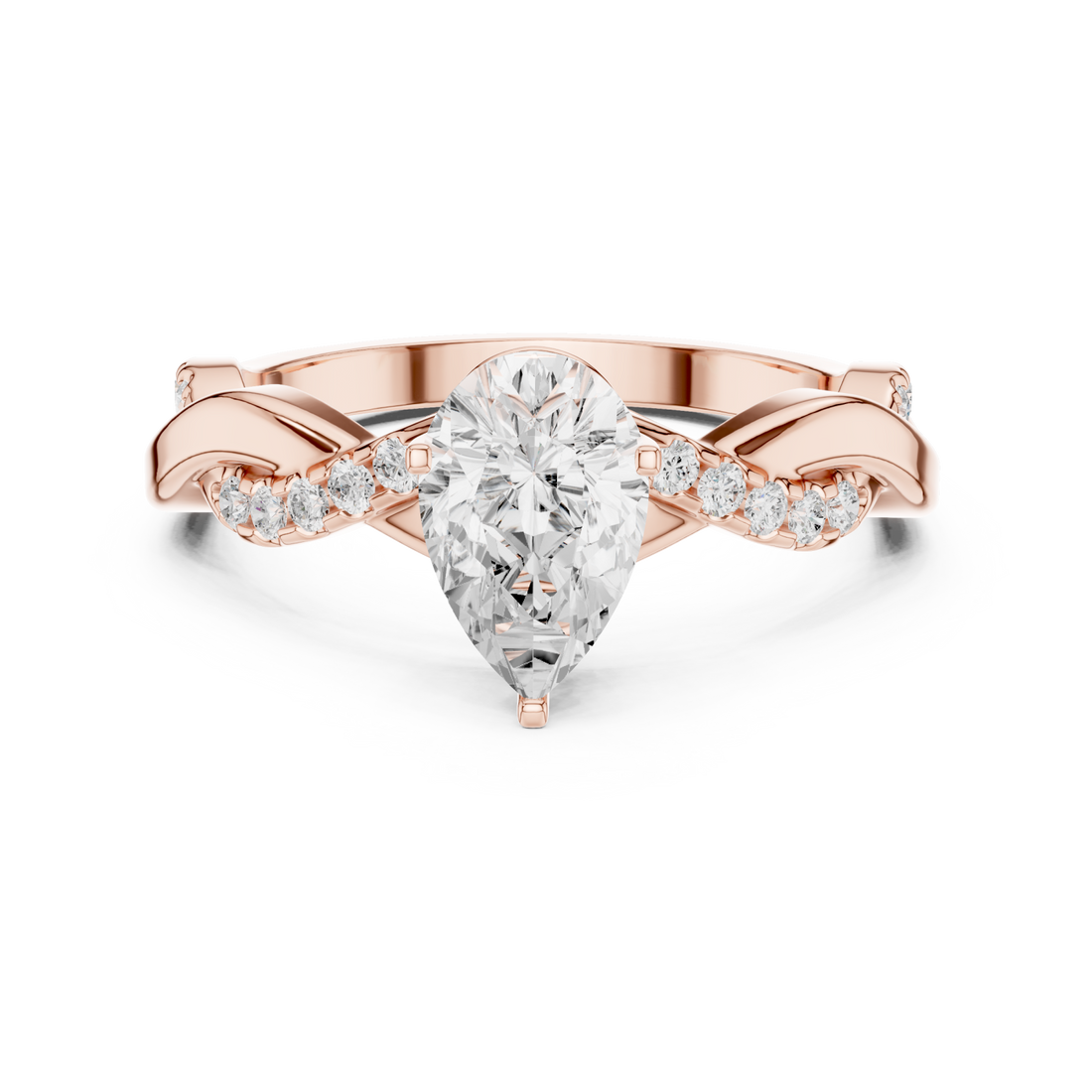  Rose Gold Infinite Ribbon Halo Solitaire Ring Right View