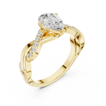 Gold Infinite Ribbon Halo Solitaire Ring Right View
