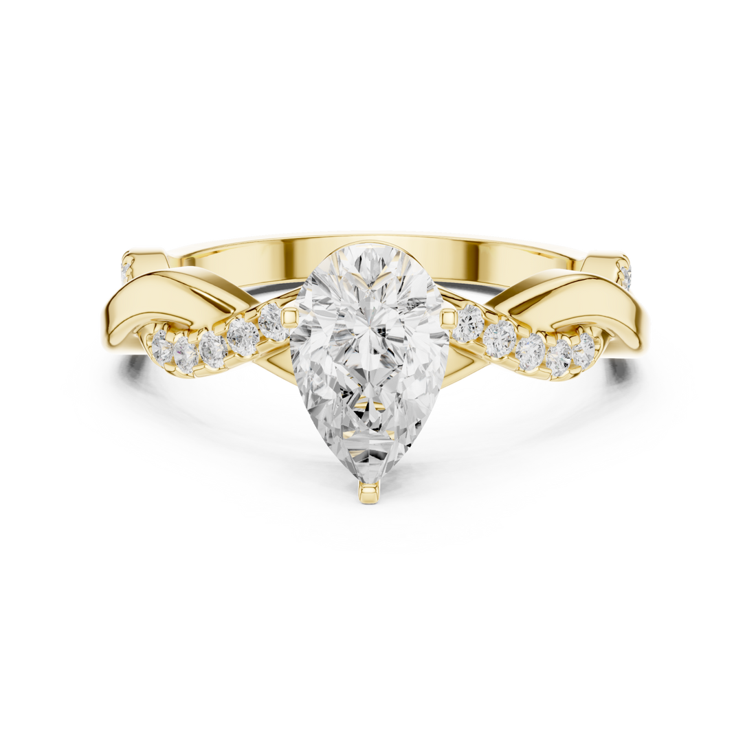 Gold Infinite Ribbon Halo Solitaire Ring Right View
