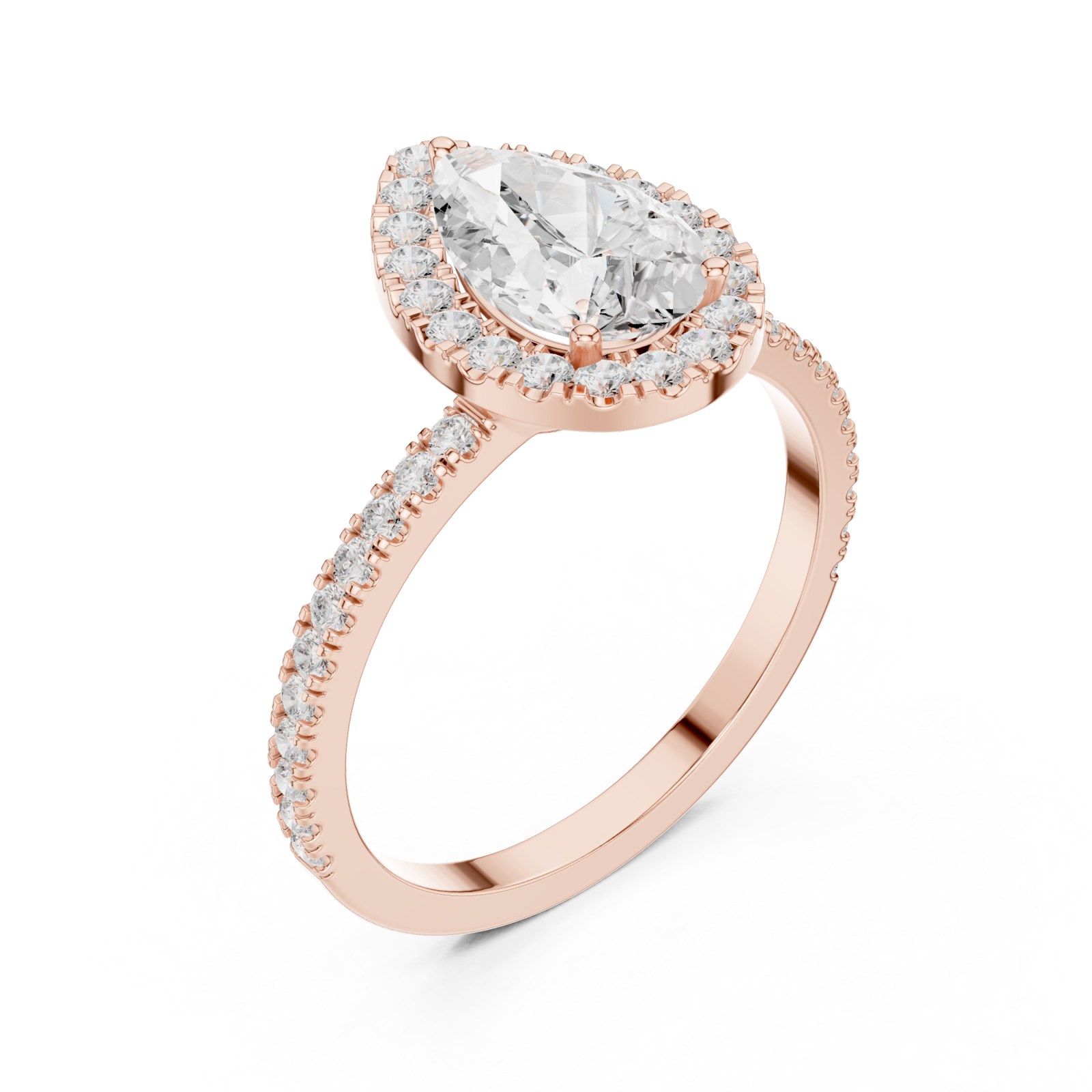  Rose Gold Radiant Teardrop Halo Ring Right View