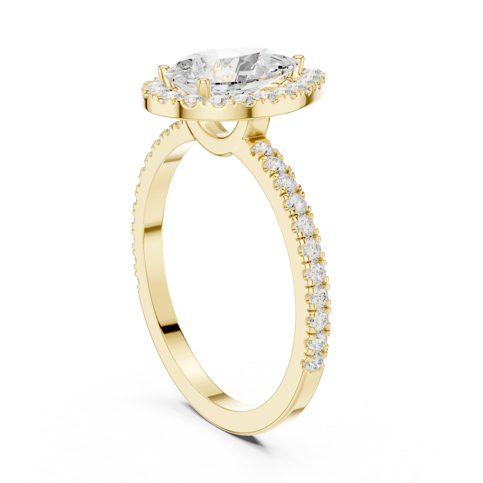  Gold Radiant Teardrop Halo Ring Left View
