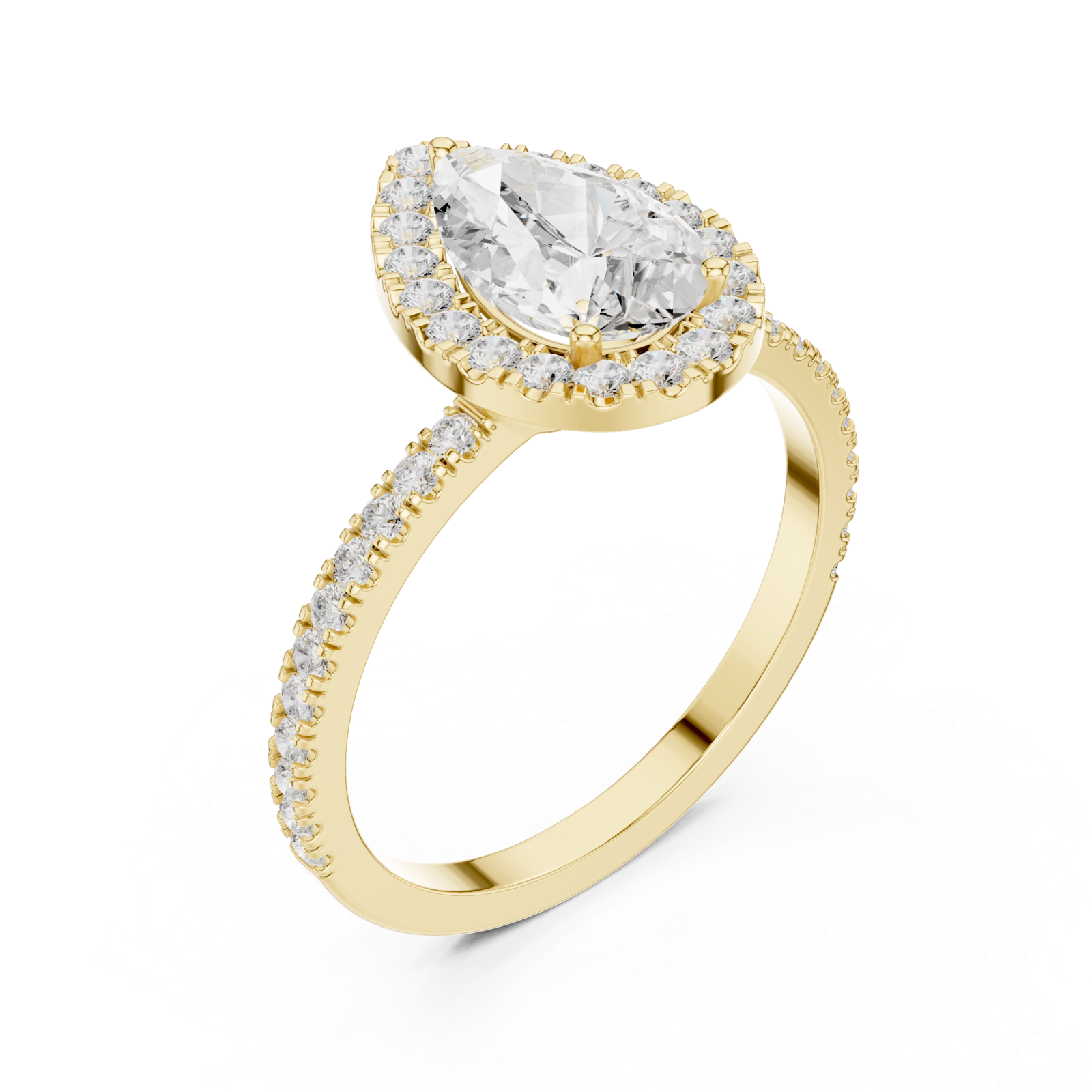 Gold Radiant Teardrop Halo Ring Right View