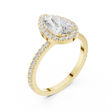 Gold Radiant Teardrop Halo Ring Right View