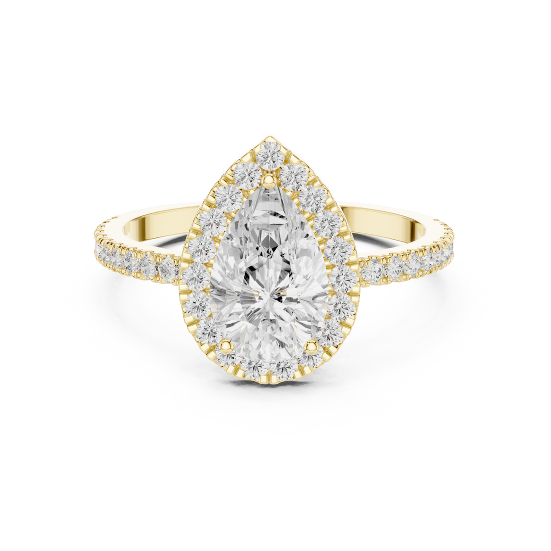 Gold Radiant Teardrop Halo Ring Right View