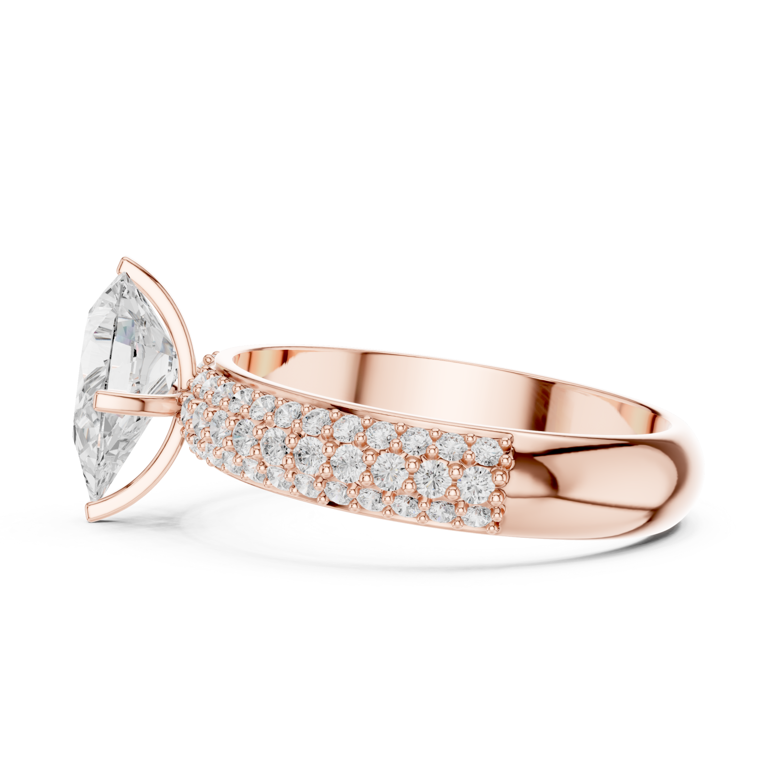  Rose Gold Glisten Halo Statement Ring Side View