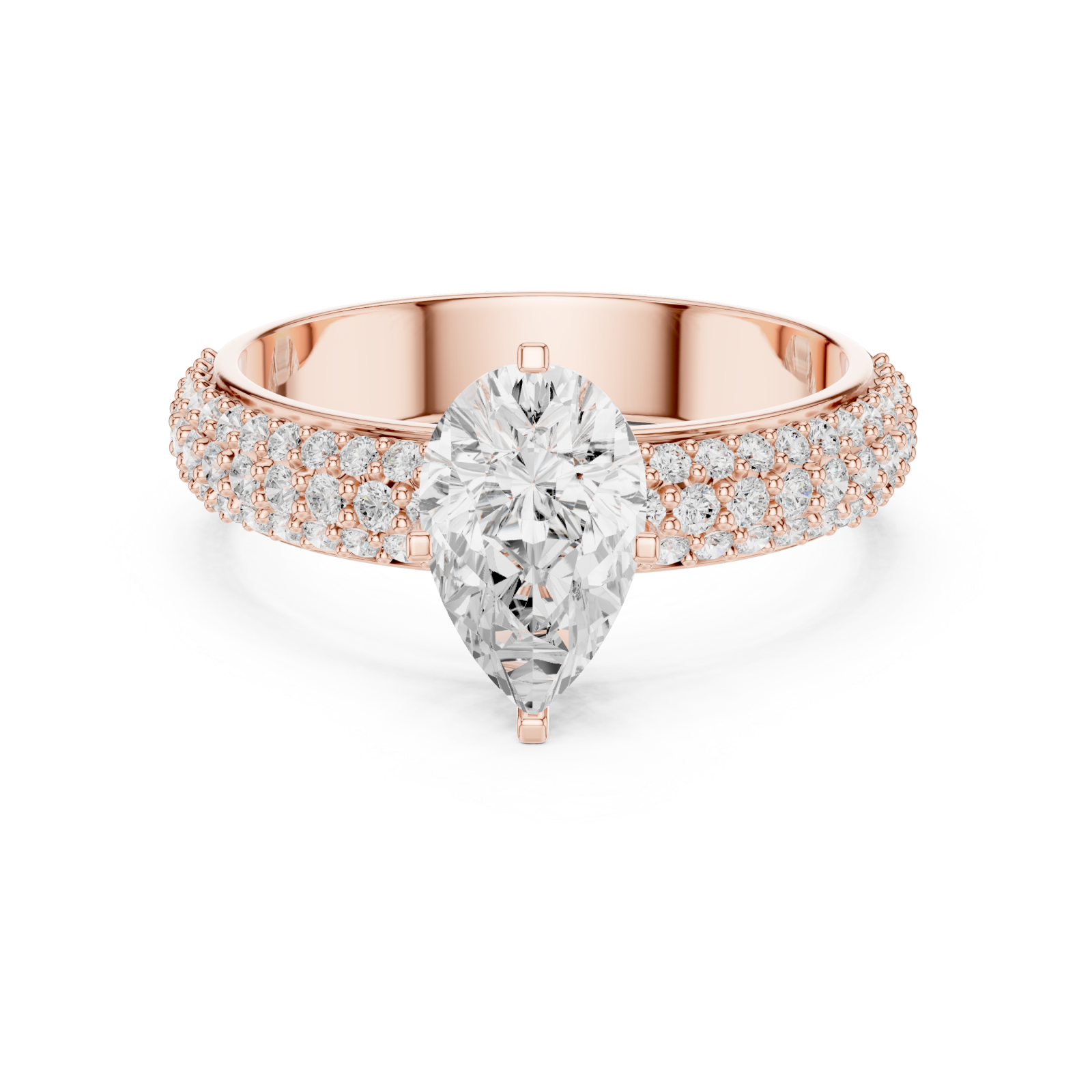  Rose Gold Glisten Halo Statement Ring Front View