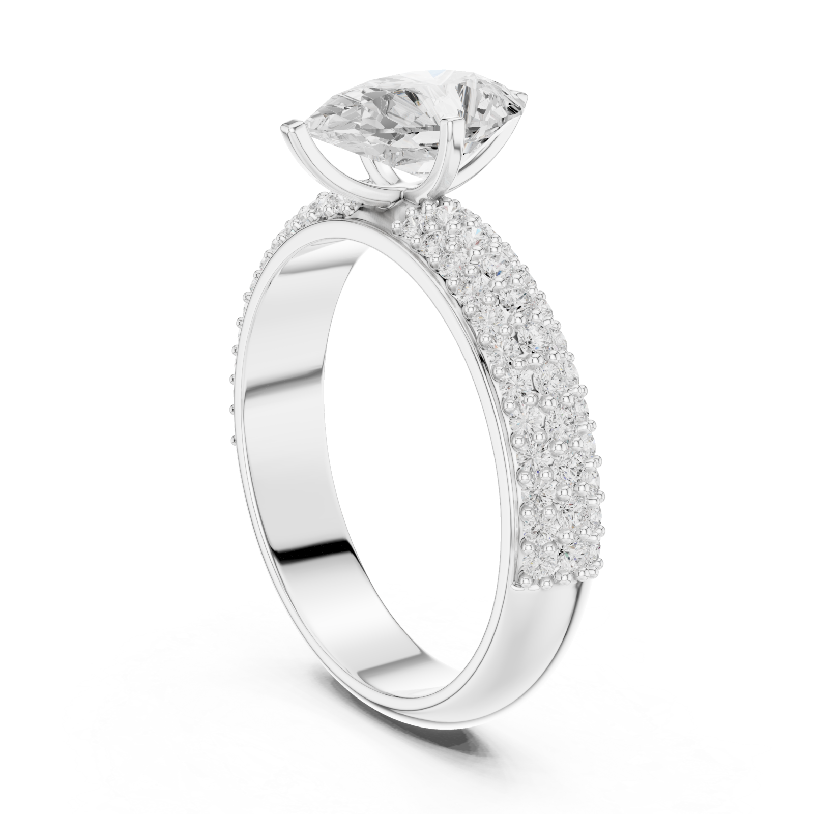  White Gold Glisten Halo Statement Ring Left View