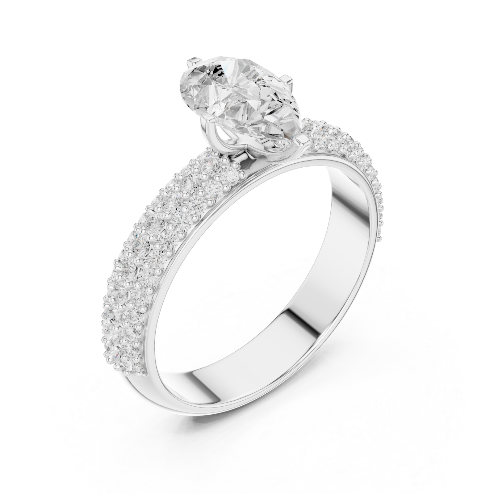  White Gold Glisten Halo Statement Ring Right View