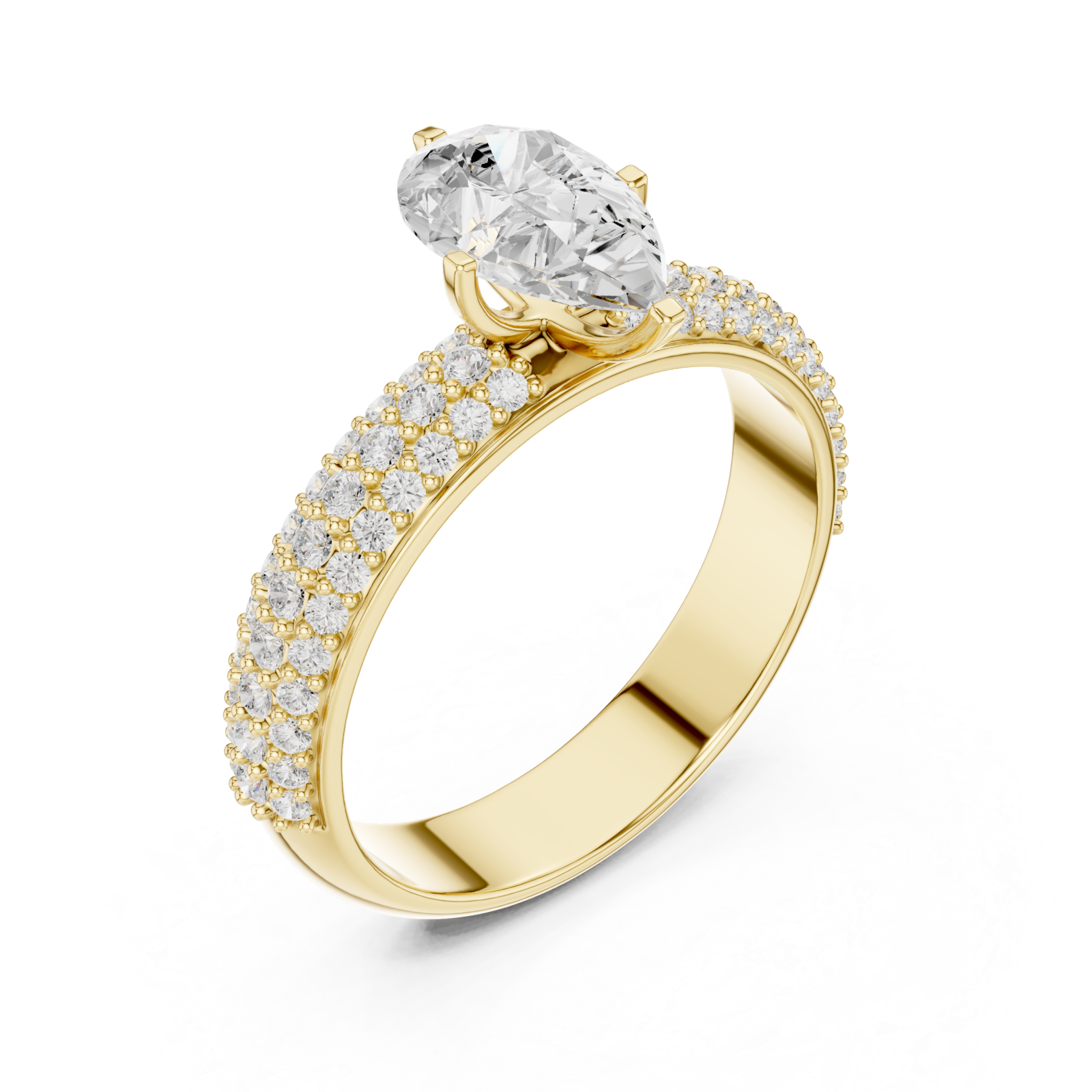 Gold Glisten Halo Statement Ring Right View