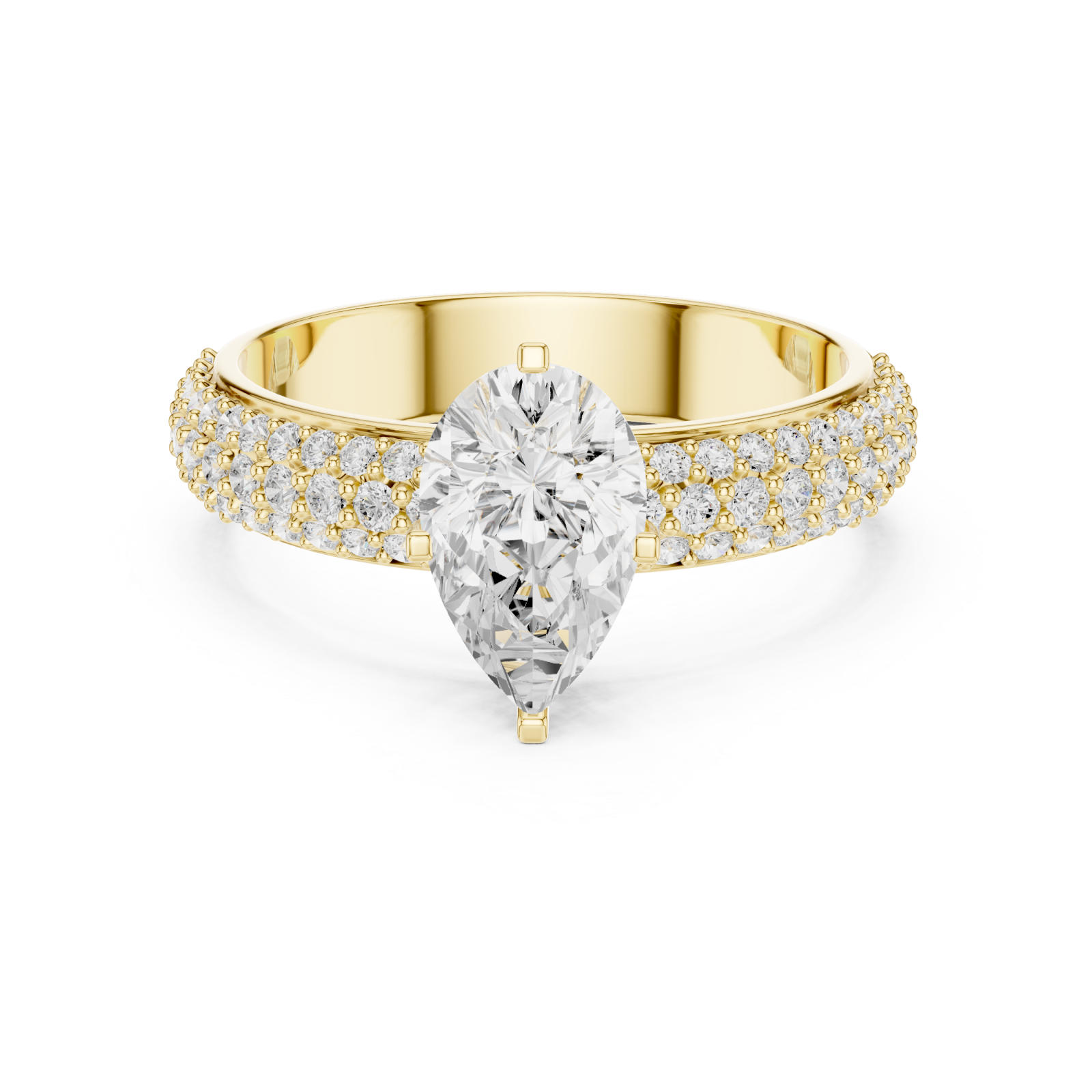  Gold Glisten Halo Statement Ring Front View