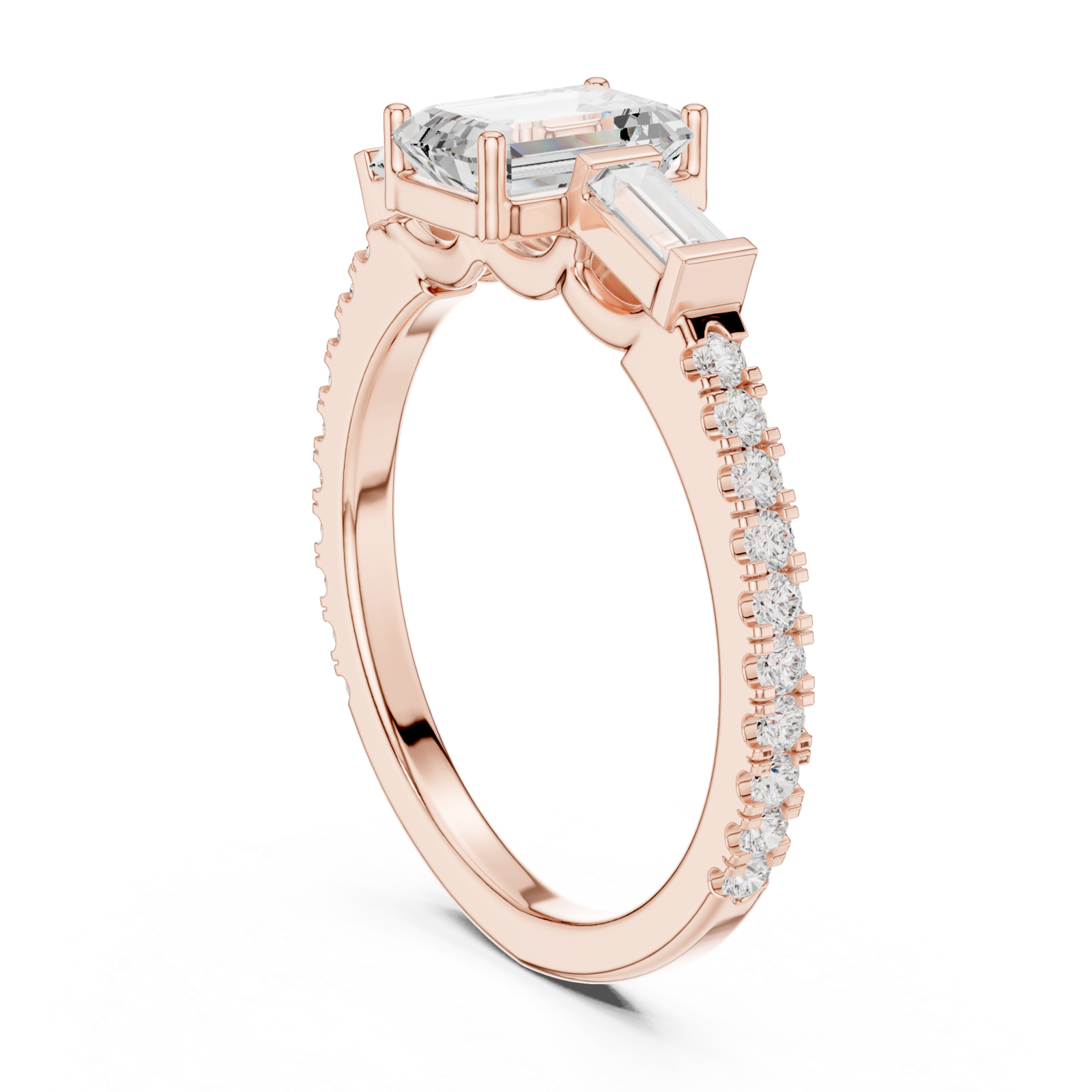  Rose Gold Silken Muse Solitaire Ring Left View
