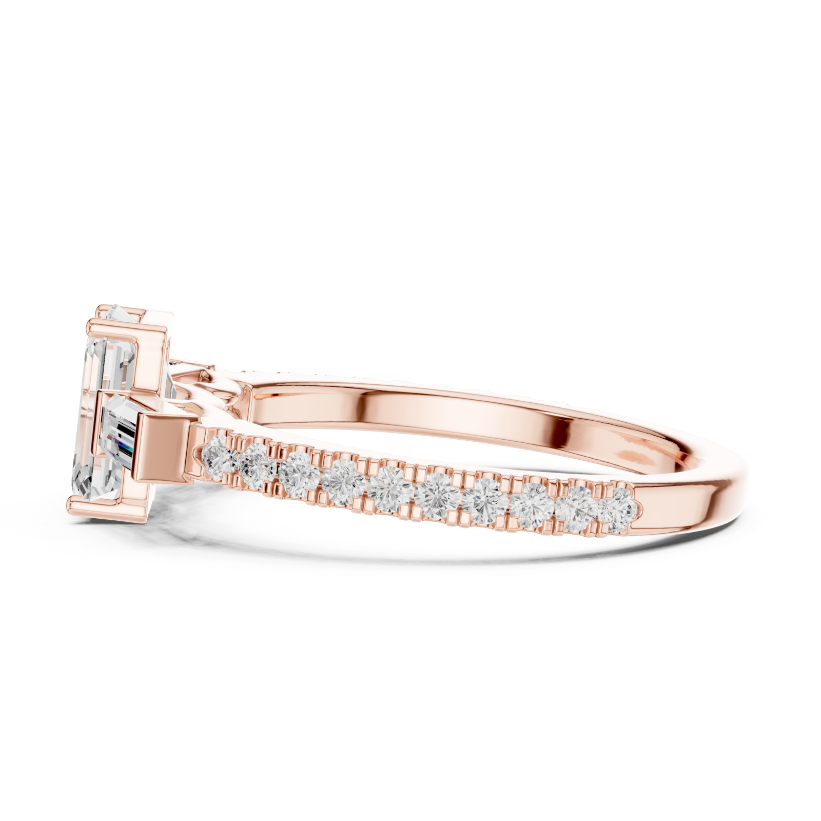 Rose Gold Silken Muse Solitaire Ring Side View