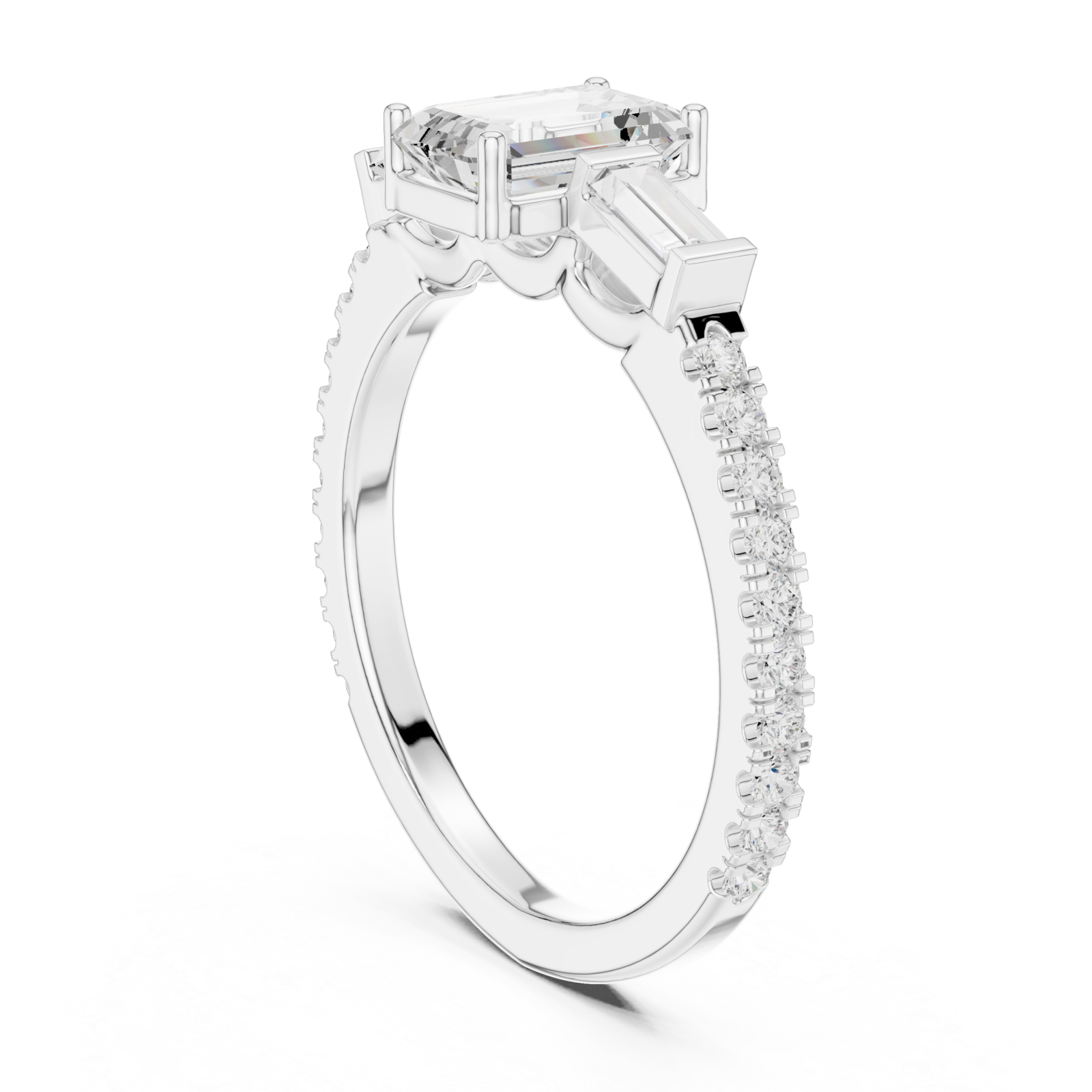  White Gold Silken Muse Solitaire Ring Left View