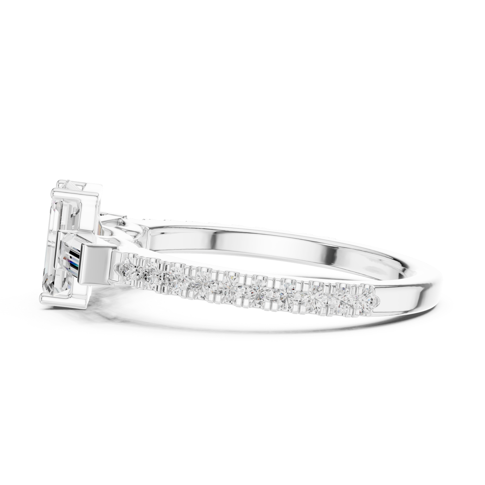  White Gold Silken Muse Solitaire Ring Side View