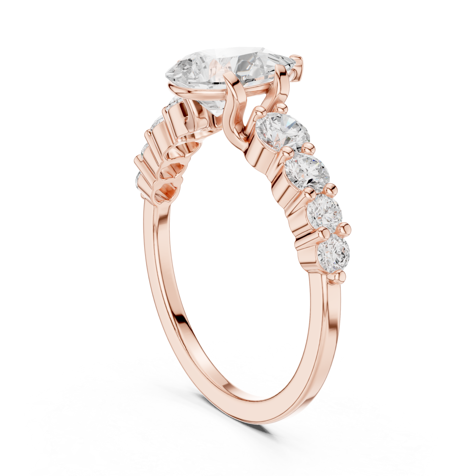  Rose Gold Elegant Cascade Statement Ring Left View
