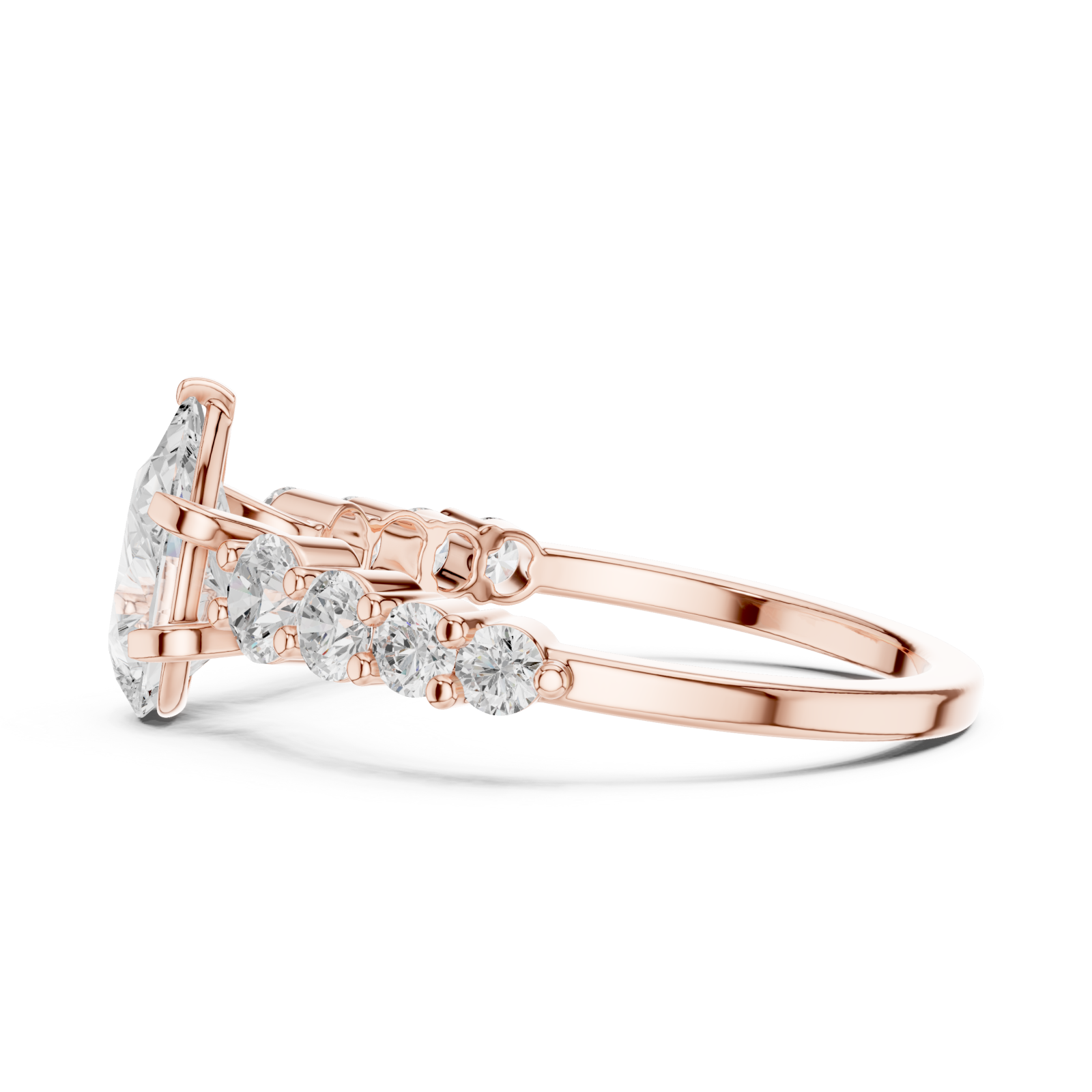  Rose Gold Elegant Cascade Statement Ring Side View