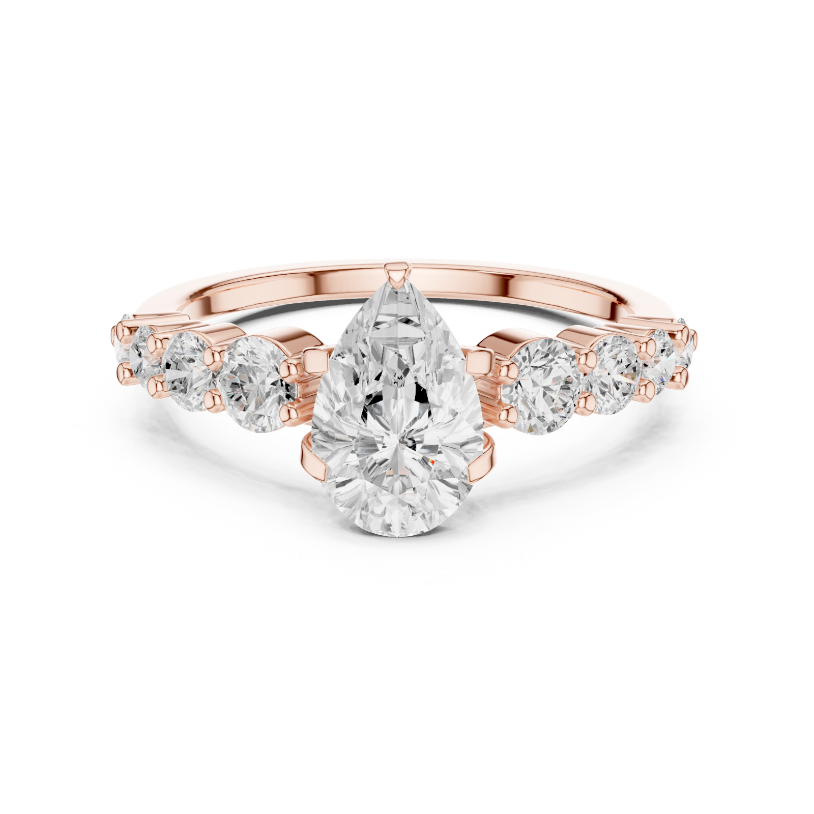  Rose Gold Elegant Cascade Statement Ring Front View