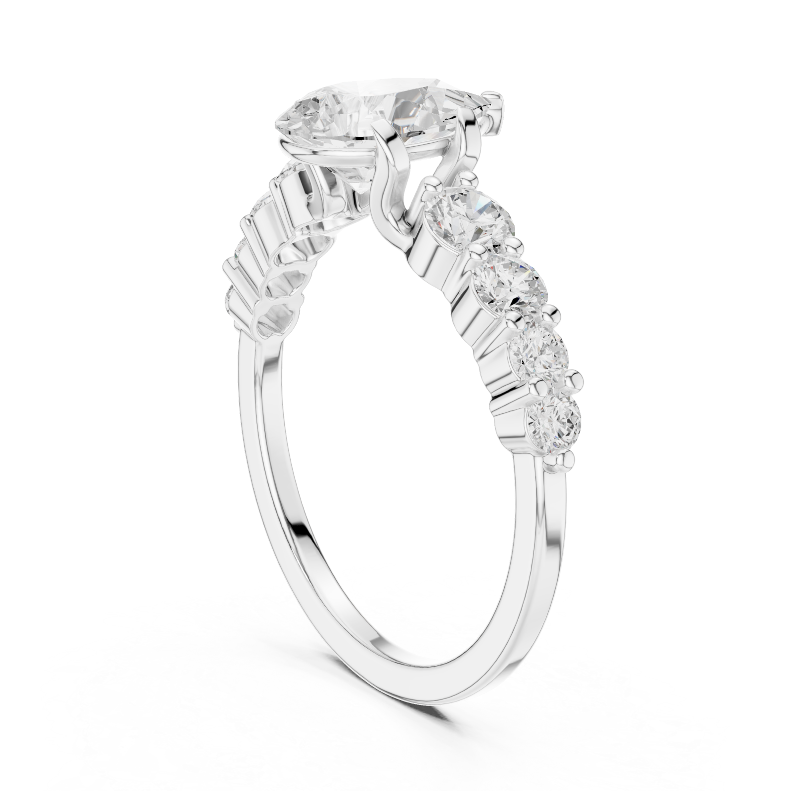  White Gold Elegant Cascade Statement Ring Left View