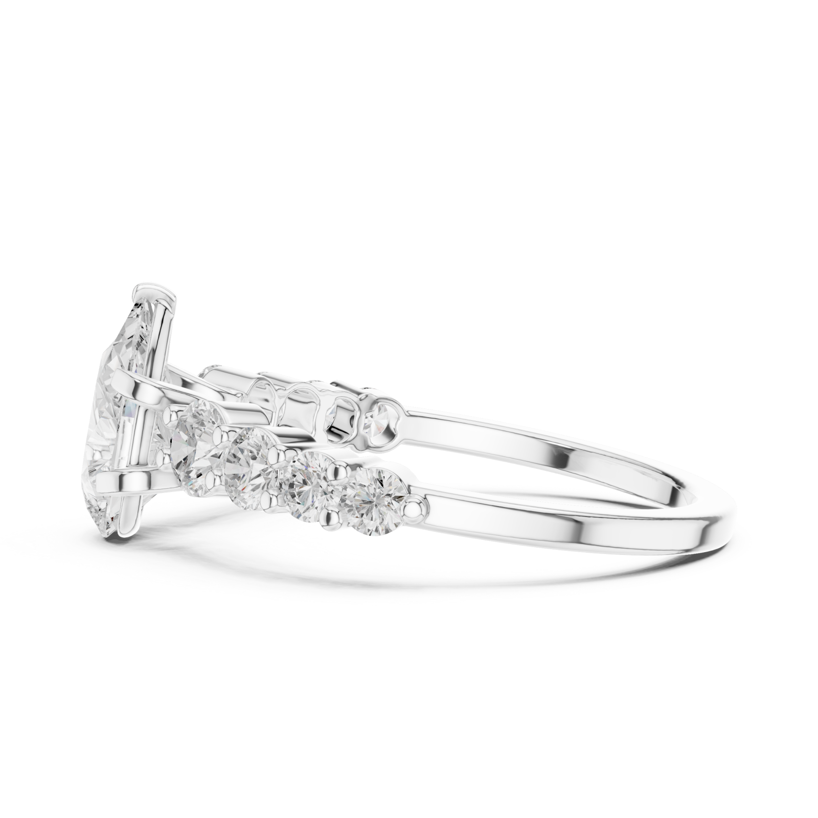  White Gold Elegant Cascade Statement Ring Side View