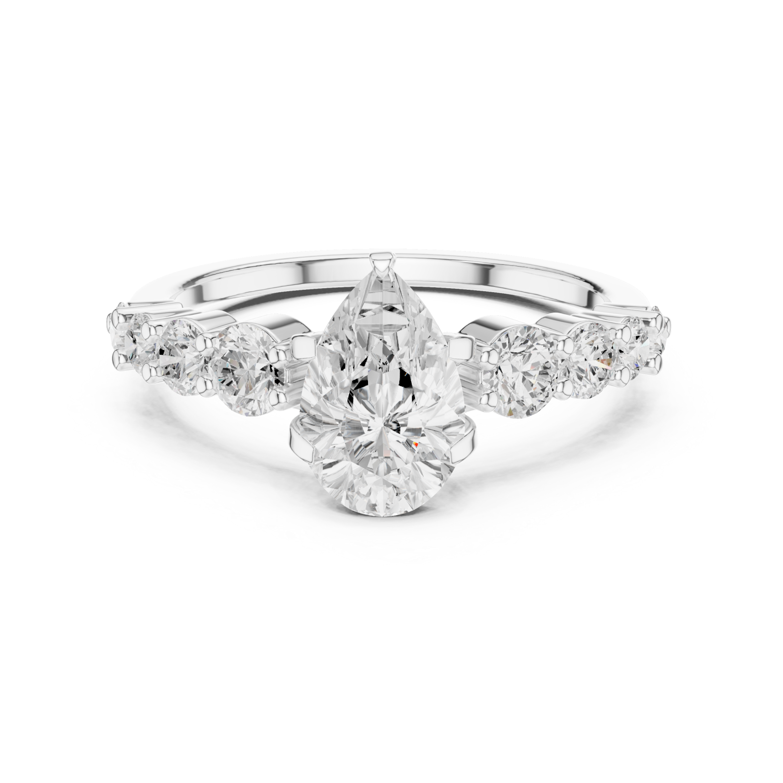  White Gold Elegant Cascade Statement Ring Front View