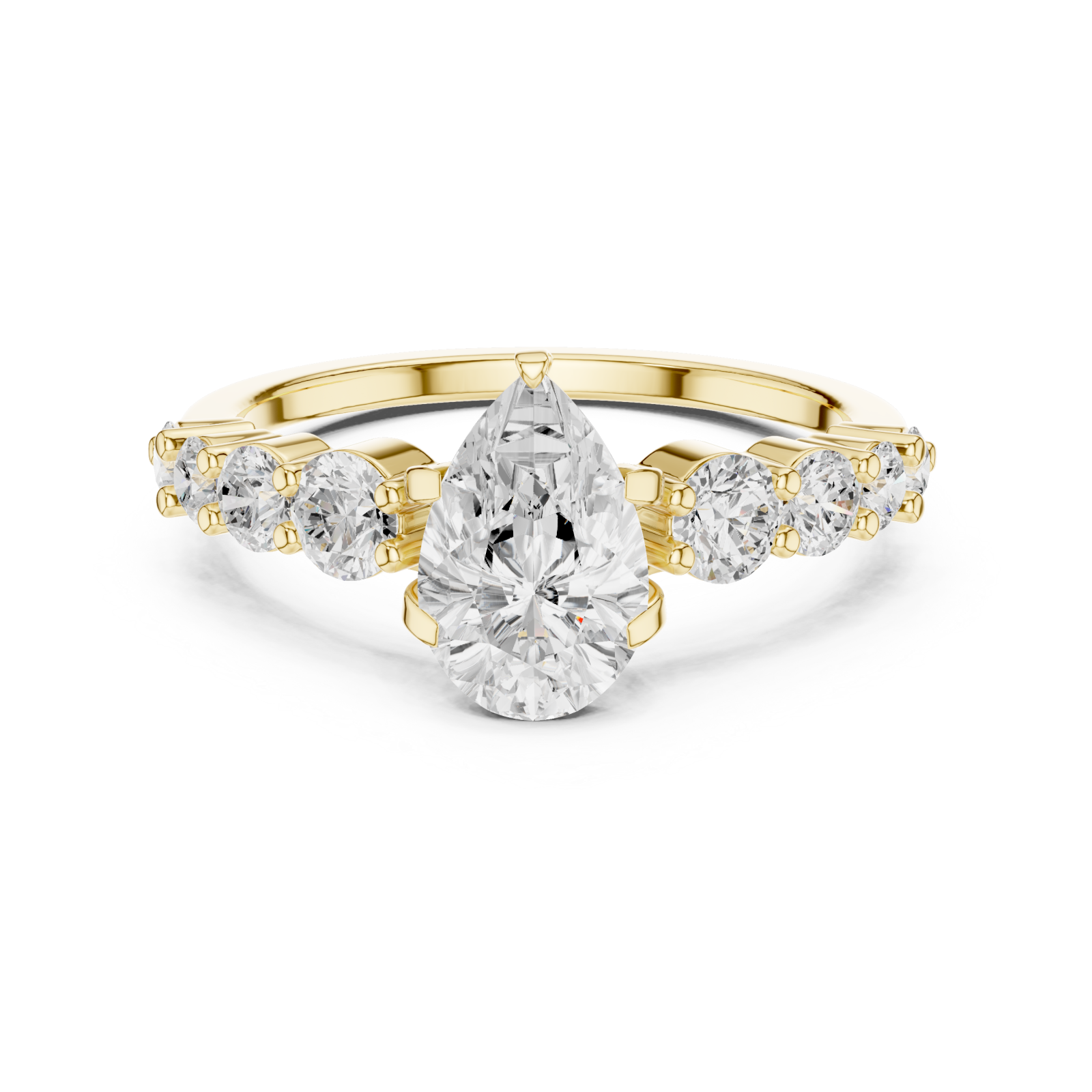  Gold Elegant Cascade Statement Ring Front View