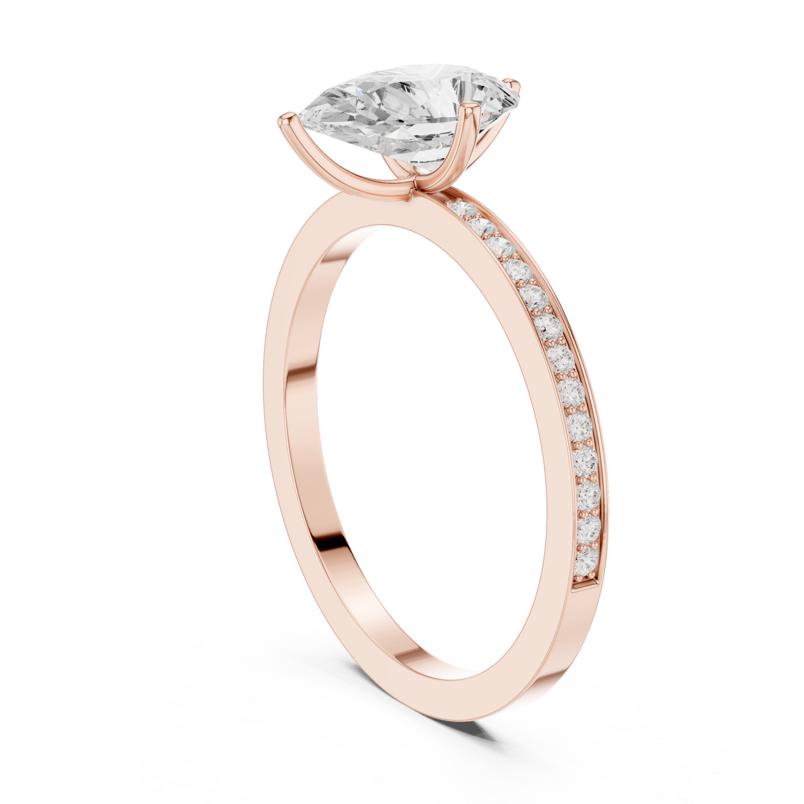  Rose Gold Timeless Dawn Oval Accent Solitaire Ring Left View