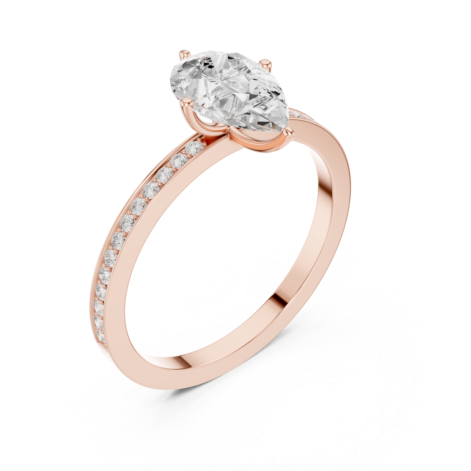  Rose Gold Timeless Dawn Oval Accent Solitaire Ring Right View