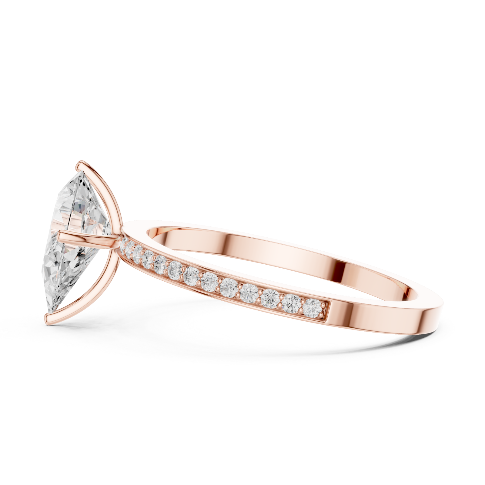  Rose Gold Timeless Dawn Oval Accent Solitaire Ring Side View