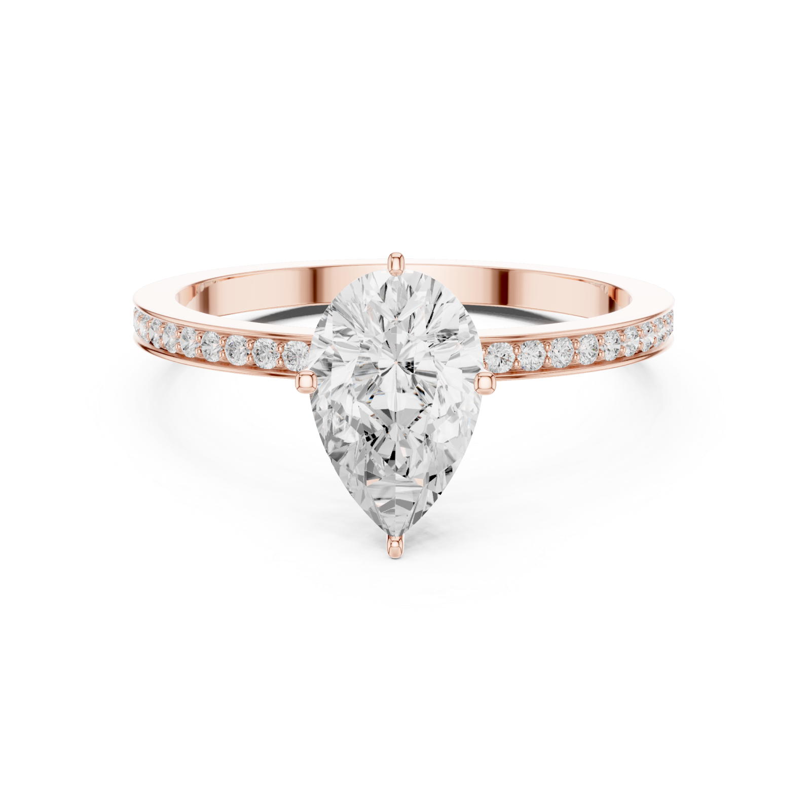  Rose Gold Timeless Dawn Oval Accent Solitaire Ring Front View