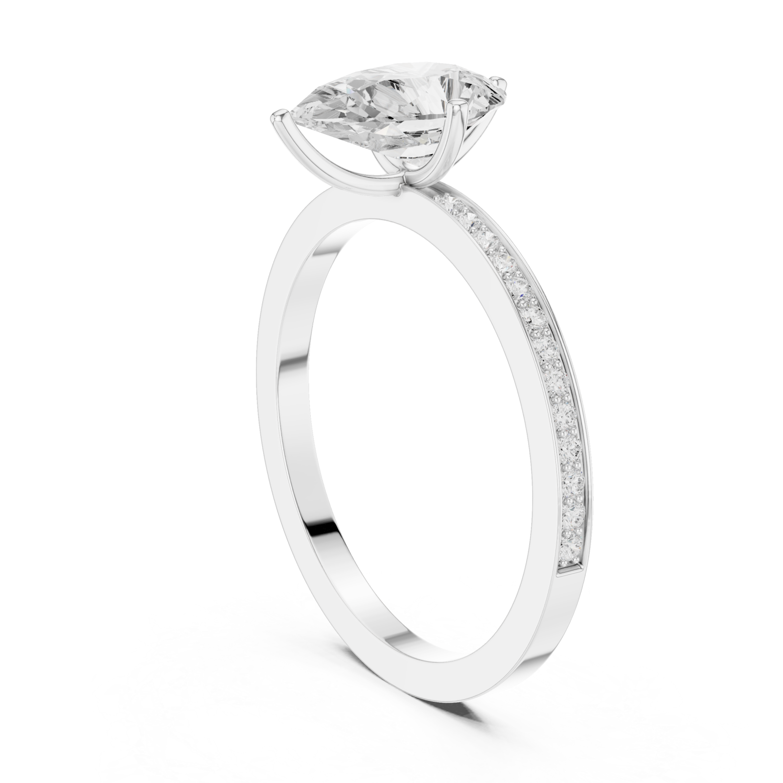  White Gold Timeless Dawn Oval Accent Solitaire Ring Left View