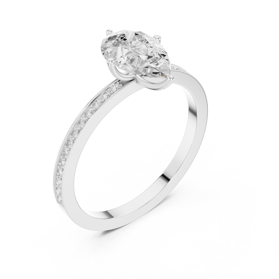  White Gold Timeless Dawn Oval Accent Solitaire Ring Right View