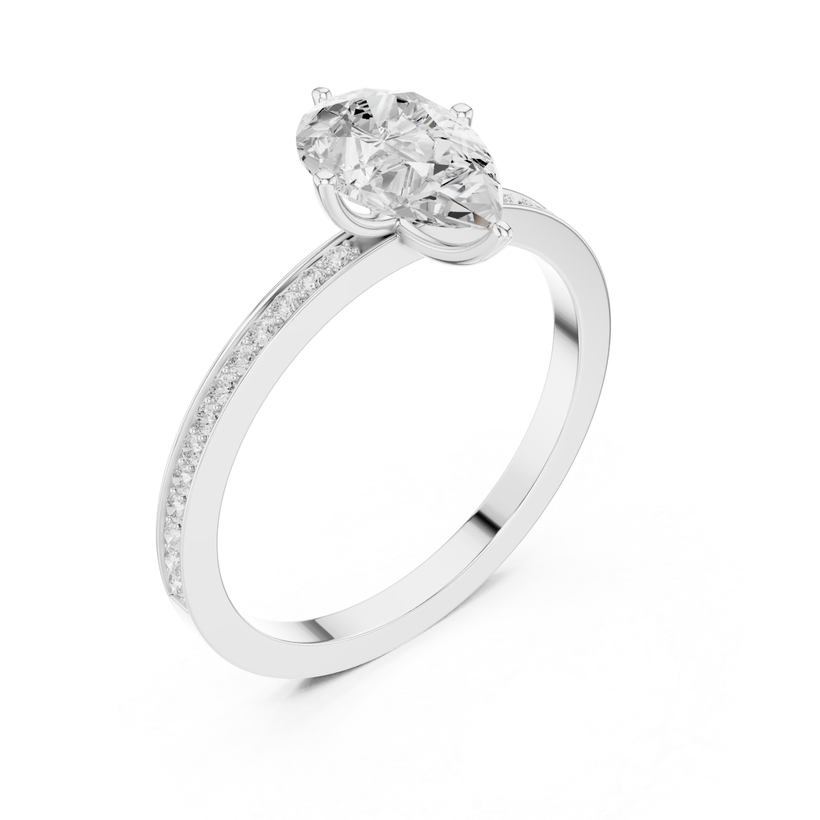  White Gold Timeless Dawn Oval Accent Solitaire Ring Right View