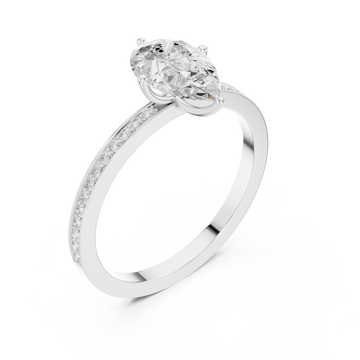  White Gold Timeless Dawn Oval Accent Solitaire Ring Right View