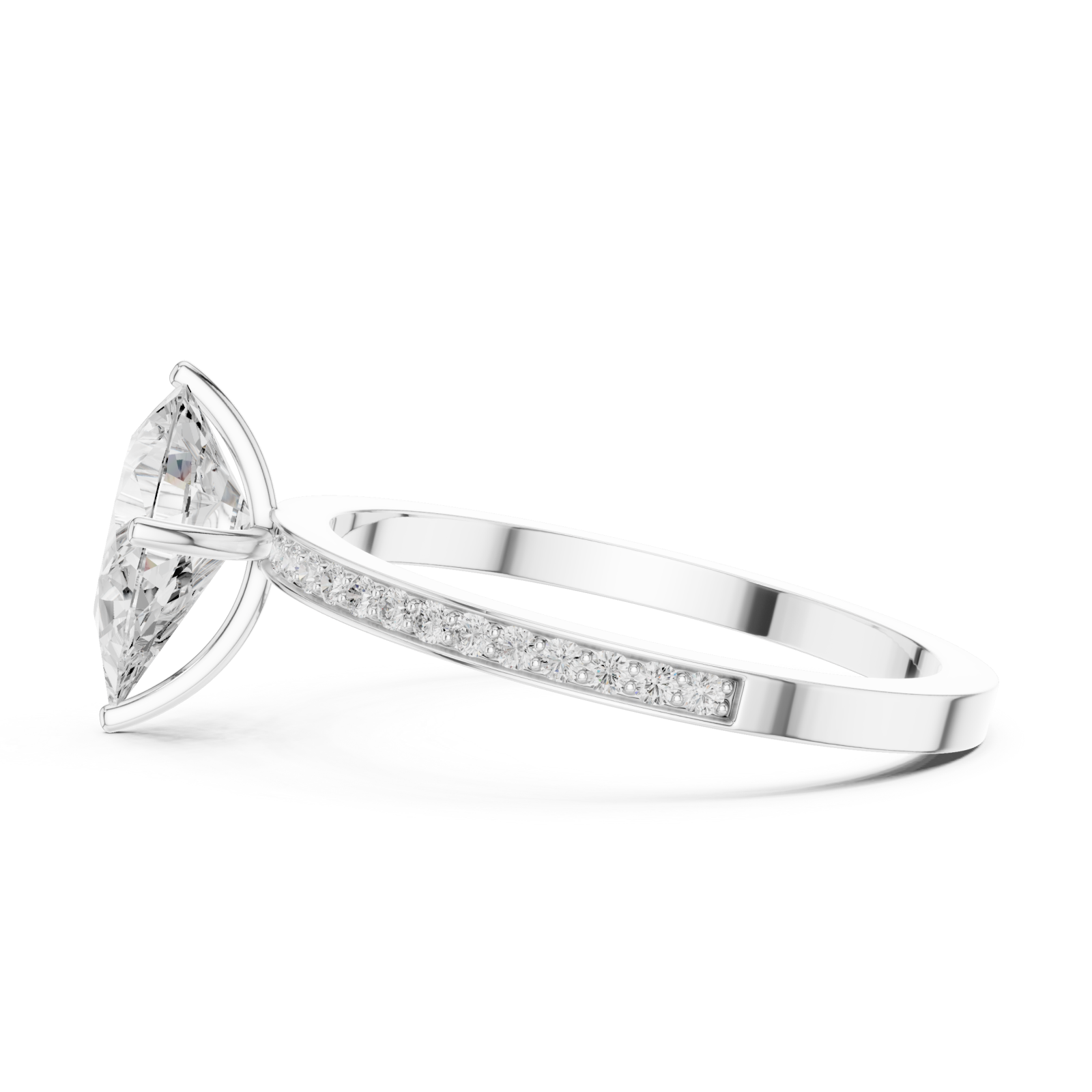  White Gold Timeless Dawn Oval Accent Solitaire Ring Side View