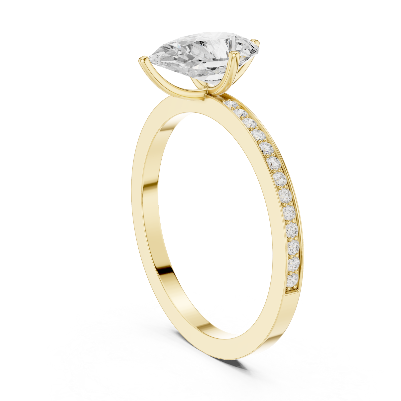  Gold Timeless Dawn Oval Accent Solitaire Ring Left View