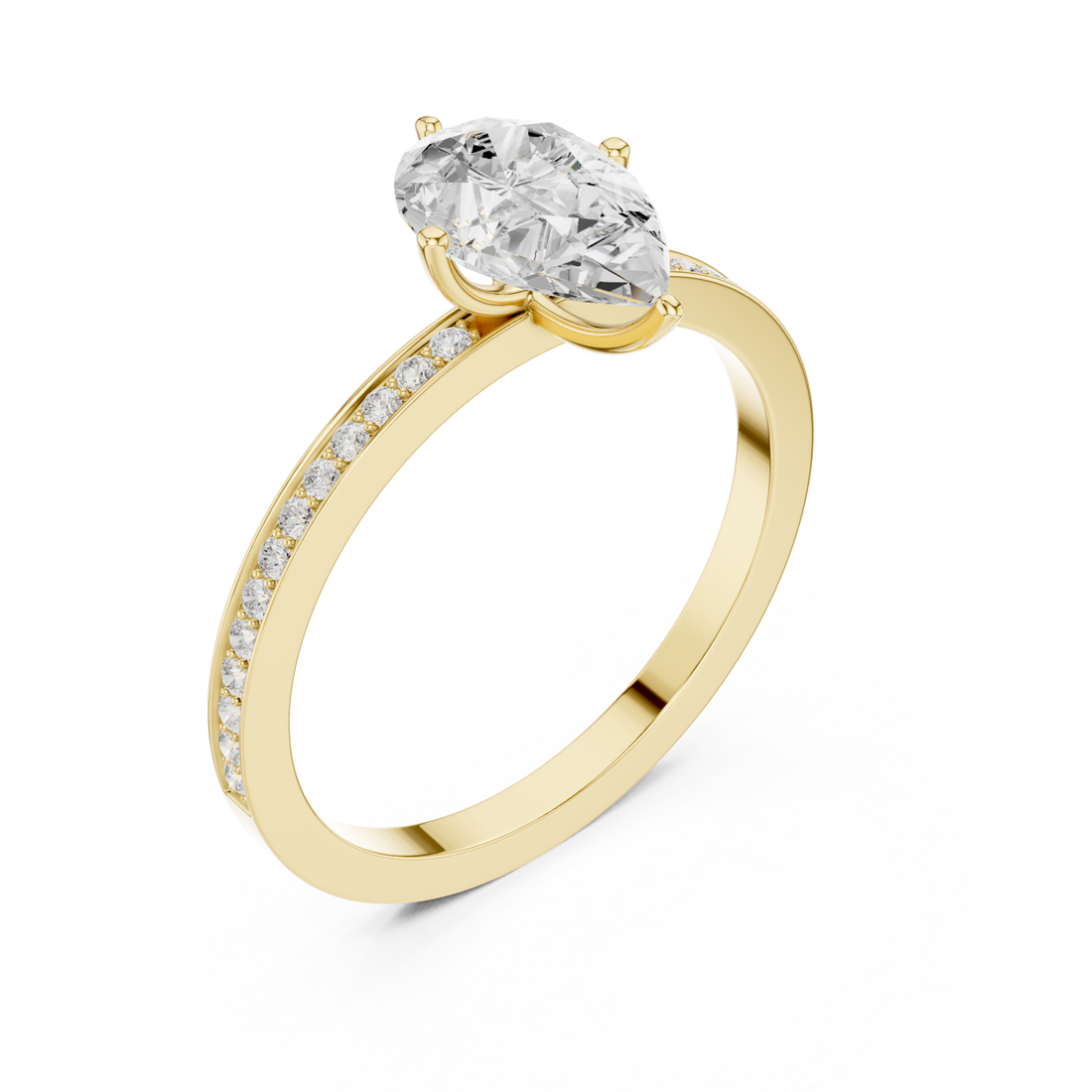 Gold Timeless Dawn Oval Accent Solitaire Ring Right View