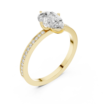 Gold Timeless Dawn Oval Accent Solitaire Ring Right View
