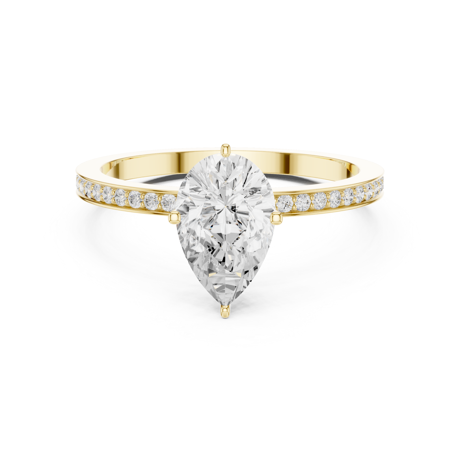  Gold Timeless Dawn Oval Accent Solitaire Ring Front View