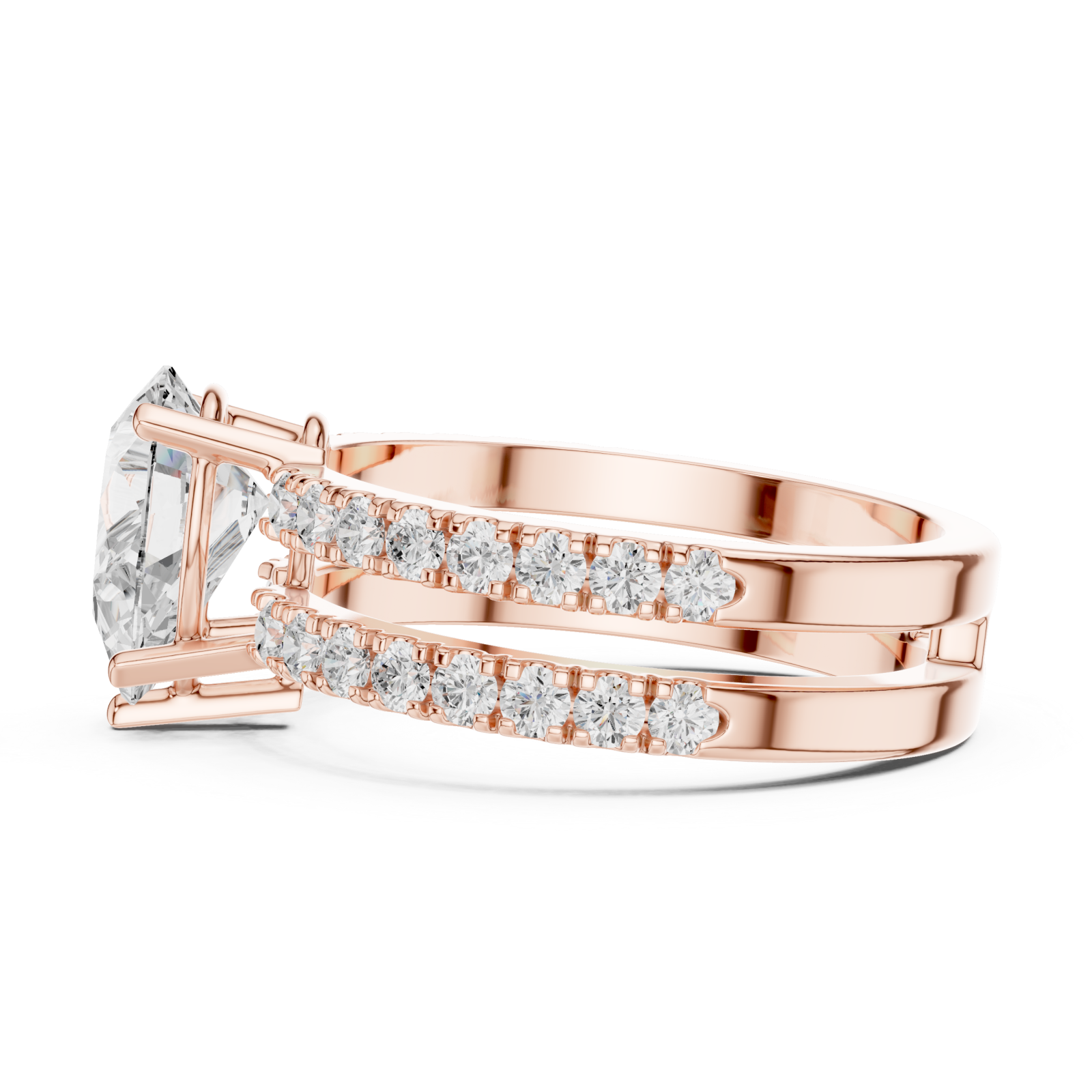  Rose Gold Harmony Embrace Classic Band Ring Side View