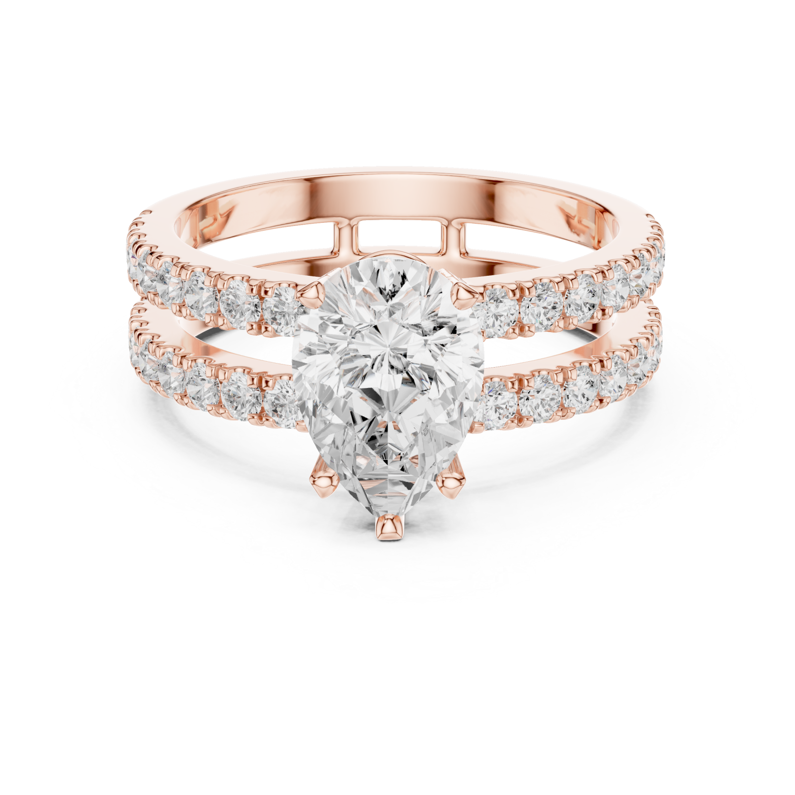  Rose Gold Harmony Embrace Classic Band Ring Front View